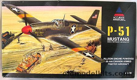 Accurate Miniatures 1/48 P-51 Mustang Allison Powered with Cannons, 3400 plastic model kit